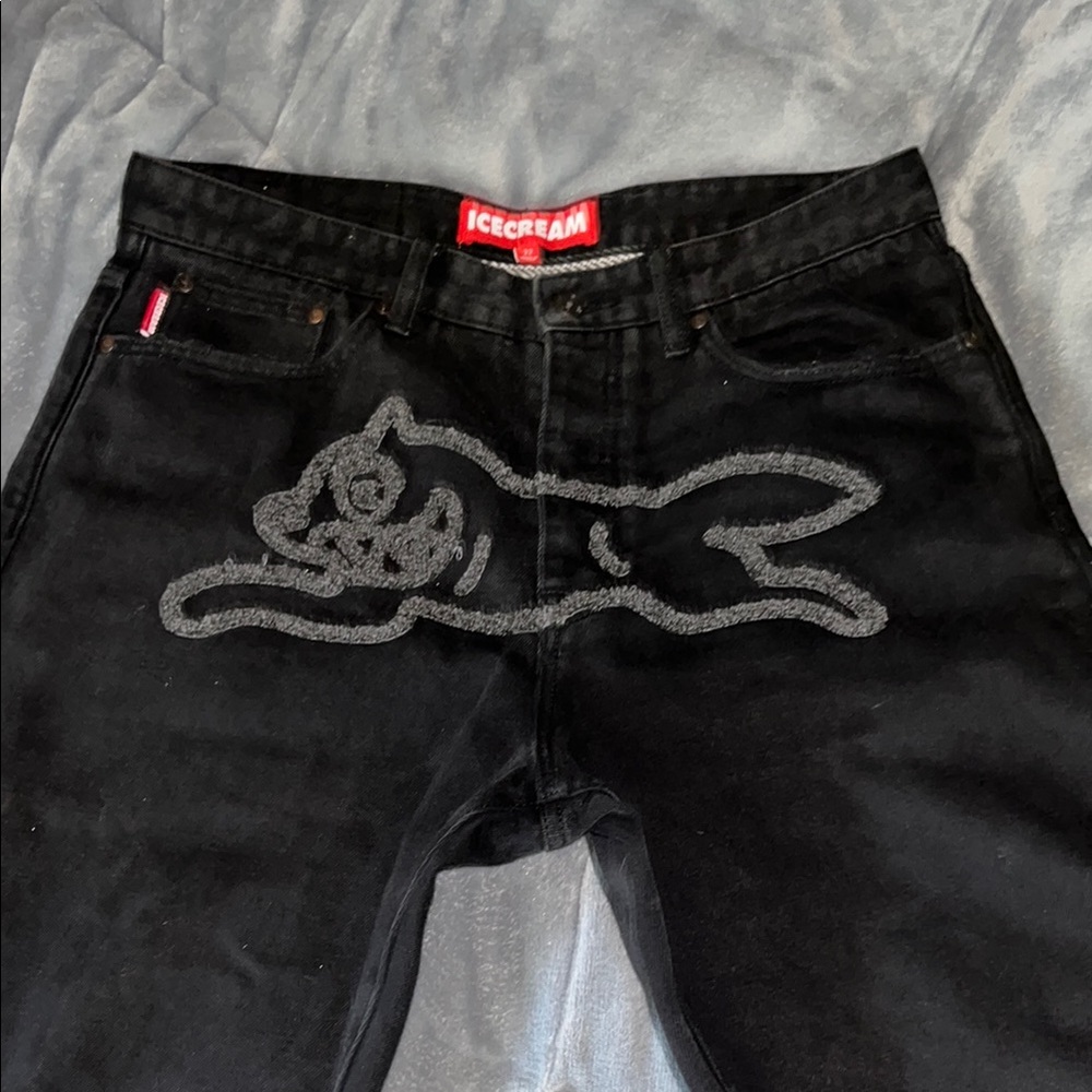 Icecream Black Jeans with Striking Graphic Design